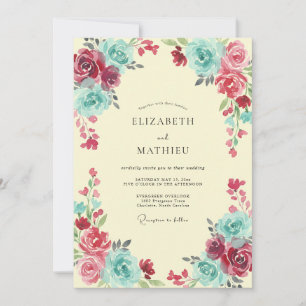 Convites Casamento Pintado Turquesa Magenta