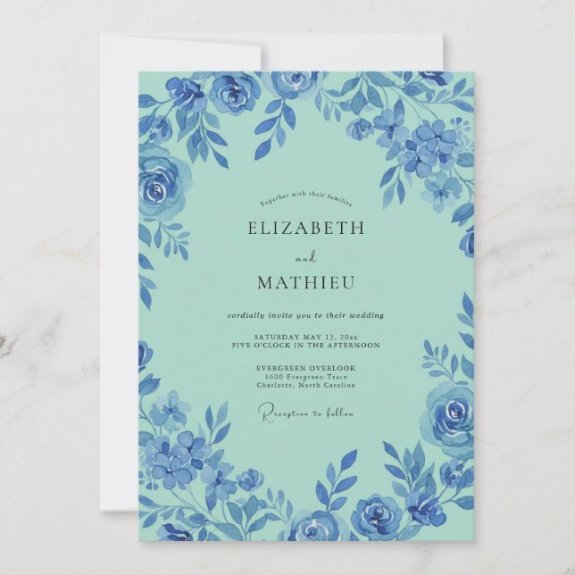 Convites Casamento Pintado Vinha Aqua (Frente)