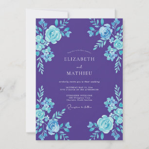 Convites Casamento Pintado Violeta Aqua