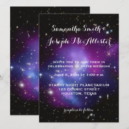 Convites Casamento Planetário de Cluster com Galáxia Roxa