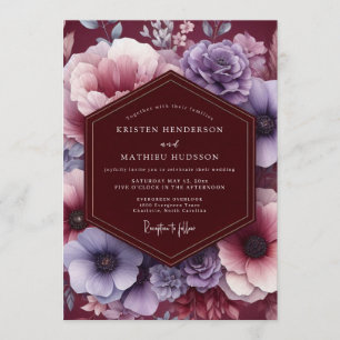 Convites Casamento Plum & Blush Moody Bloom
