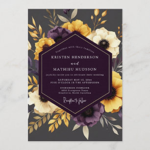 Convites Casamento Plum Gilded Flora