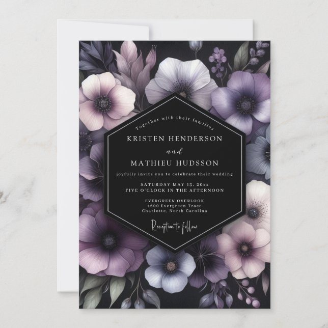 Convites Casamento Plum Moody Chiaroscuro (Frente)