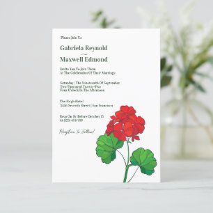 Convites Casamento plural com Geranium personalizável do et