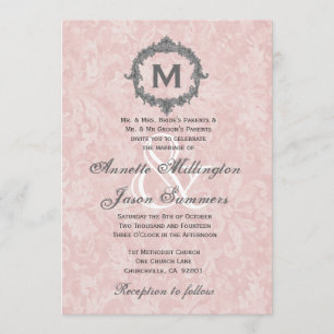 Convites Casamento Pó Damasco de Prata Vintage