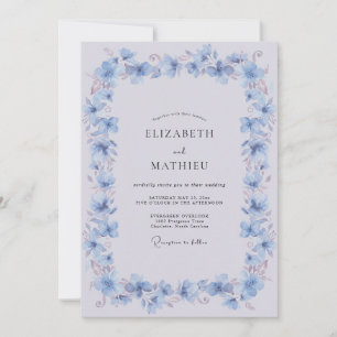 Convites Casamento Poético de Primavera Azul Centáurea