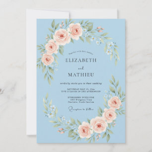 Convites Casamento Poético de Primavera Azul Céu