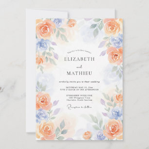 Convites Casamento Poético de Primavera com Tons de Pêssego