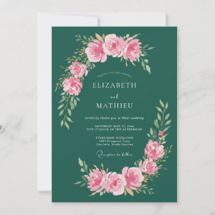 Convites Casamento Poético de Primavera em Verde Esmeralda