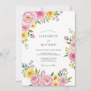 Convites Casamento Poético Rosa Amarelo na Primavera