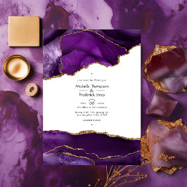 Convites Casamento por Agato Roxo e Dourado