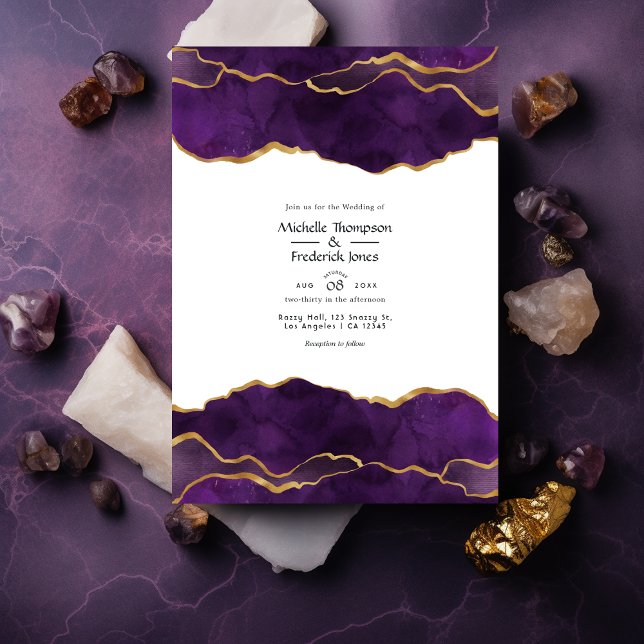 Convites Casamento por Agato Roxo e Dourado (Criador carregado)