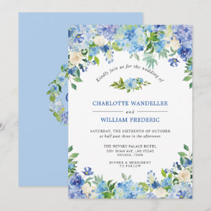 Convites Casamento por Aquarela Azul Claro Hydrangeas Green