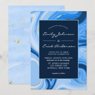 Convites Casamento por Aquarela Azul, Marinho Azul, Agate D