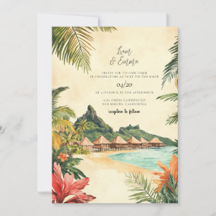 Convites Casamento por Aquarela Bora Bora Vintage