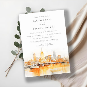 Convites Casamento por Aquarela da Cidade Elegante de Nashv