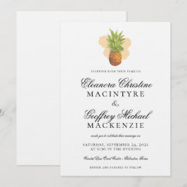 Convites Casamento por Aquarela de Abacaxi da Ilha Tropical