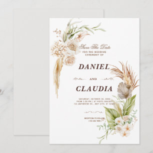 Convites Casamento Por Aquarela De Castanho E Flor De Creme