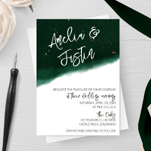 Convites Casamento por Aquarela de Emerald e Bronze