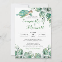 Casamento por Aquarela de Folhas Tropicais de Tart