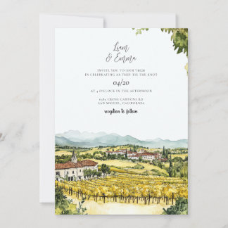 Convites Casamento por Aquarela de Napa Valley California