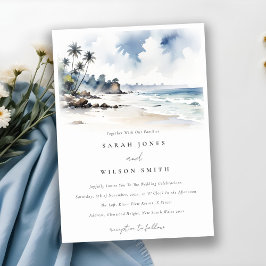 Convites Casamento por Aquarela de Palma da Praia Bali da C