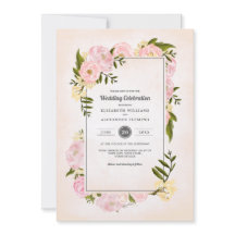 Casamento por Aquarela de Peônias Rosa Escamosas