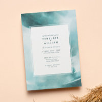 Casamento por Aquarela do Teal Oceano Moderno