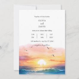 Convites Casamento por Aquarela em Planeta de Praia