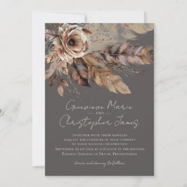 Convites Casamento por Aquarela Floral Elegante Boho Earthy