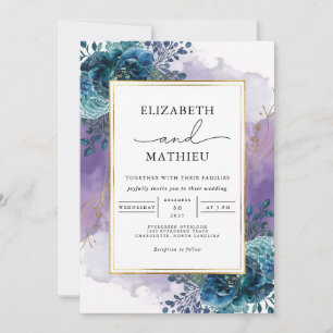 Convites Casamento por Aquarela Floral Profundo