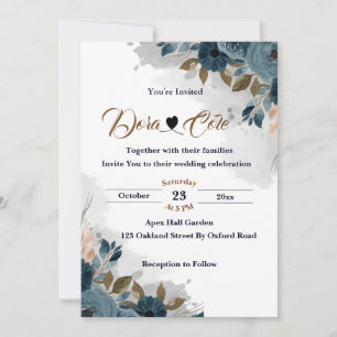 Convites Casamento por Aquarela Floral Verde Moderno Elegan