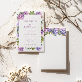 Convites Casamento por Aquarela, Rosa e Roxo