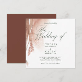 Convites Casamento por Aquarela Verde da Floresta Laranja Q
