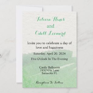 Convites Casamento por Aquarela Verde Moderna Beige Boho El