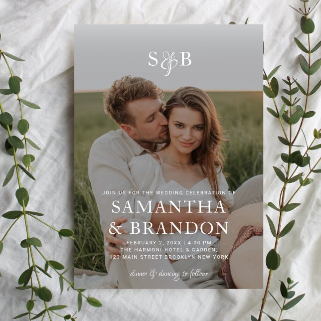Convites Casamento por Sobreposição de Foto Romântica Moder (Criador carregado)
