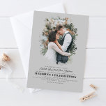 Convites Casamento por Sobreposição de Fotos do Elegante Mo<br><div class="desc">A elegante e romântica silhueta verde sobrepõe convites para casamento com as duas fotos verticais.</div>