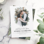 Convites Casamento por Sobreposição de Fotos do Elegante Mo<br><div class="desc">A elegante e romântica silhueta verde sobrepõe convites para casamento com as duas fotos verticais.</div>