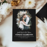 Convites Casamento por Sobreposição de Fotos do Elegante Mo<br><div class="desc">Foto romântica e elegante de silhueta verde sobrepõe convites de casamento preto com as duas fotos verticais.</div>