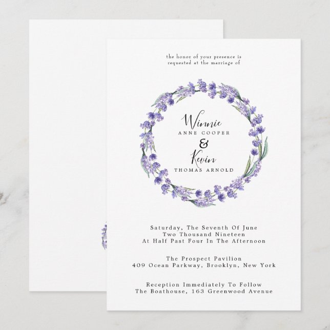 Convites Casamento por terra da Lavanda (Frente/Verso)