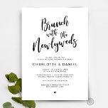 Convites Casamento poste, Brunch com recém-casados, Black<br><div class="desc">Planejar uma celebração brunch com os recém-casados no dia seguinte ao casamento? Convide convidados com este "Brunch with the newlyweds",  moderno cartão de convite para o Posto Wedding Brunch com design de caligrafia de caligrafia. Adicione seus detalhes de brunch em caracteres pretos / letras correspondentes. #TeeshaDerrick</div>