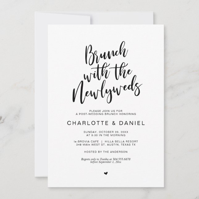 Convites Casamento poste, Brunch com recém-casados, Black I (Frente)
