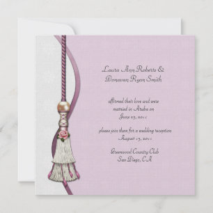 Convites Casamento Poste de Rosas Rosa e Tassel