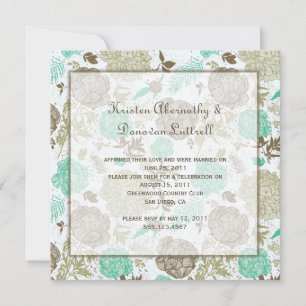 Convites Casamento Poste Teal Brown Tan Olive Floral Abstra