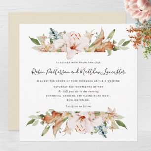 Convites Casamento Praça Branca de Beige Earthy Blooms Ele