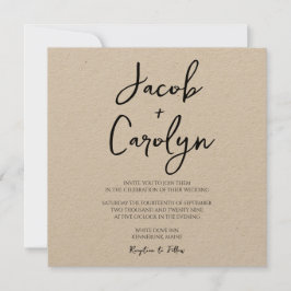 Convites Casamento Praça-Praça Rustic Boho Manuscrito