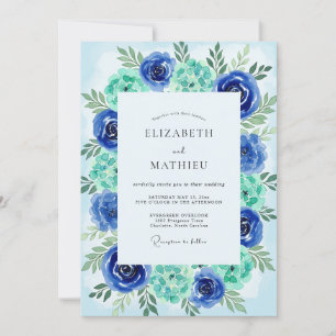 Convites Casamento Praiano Pintado em Azul Turquesa