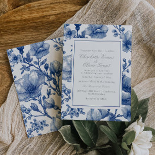 Convites Casamento Prata e Azul-Marinho