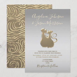 Convites Casamento Prata e Ouro Chic