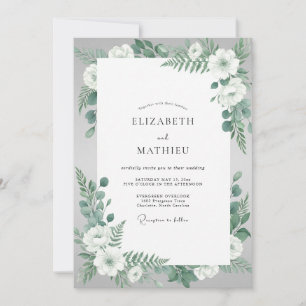 Convites Casamento Prata Eucalipto Espuma do Mar